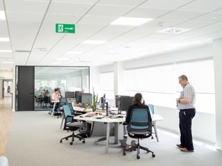 Shared workstations and spaces open to collaborate