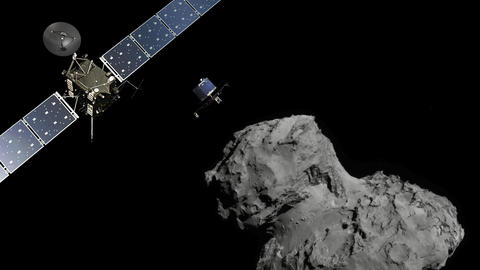 Rosetta probe next to comet 67P/Churyumov-Gerasimenko, and our electronics (STR EU & NAVCAM EU)