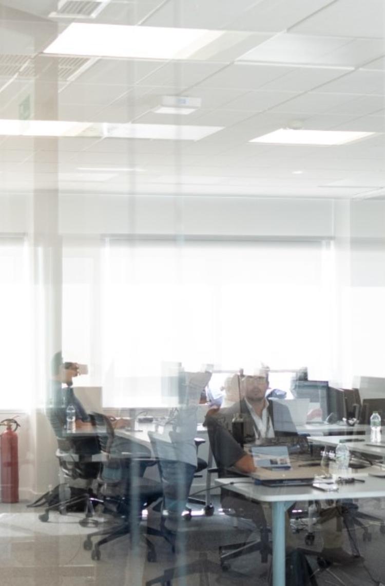 Employees working at the Airbus Crisa offices