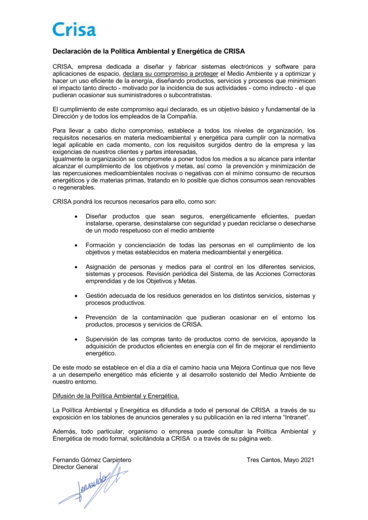 Crisa Environmental and Energy Policy Spanis