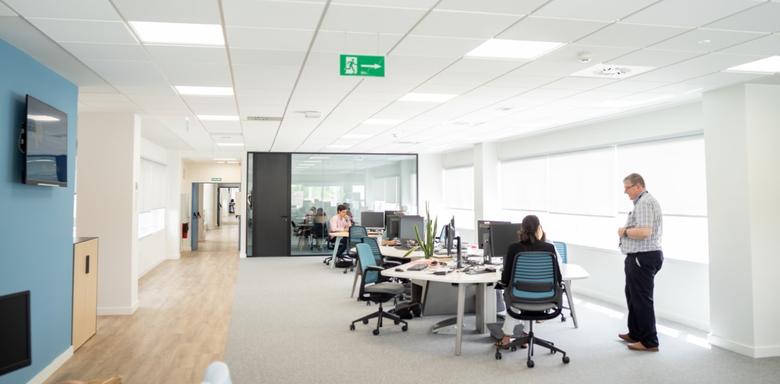 Shared workstations and spaces open to collaborate